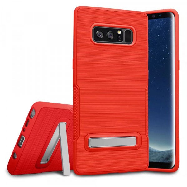 Wholesale Galaxy Note 8 Brushed TPU Hybrid Kickstand Case (Red)